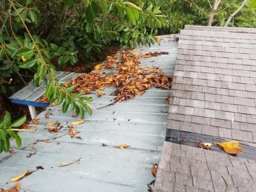 The metal roof on the front porch